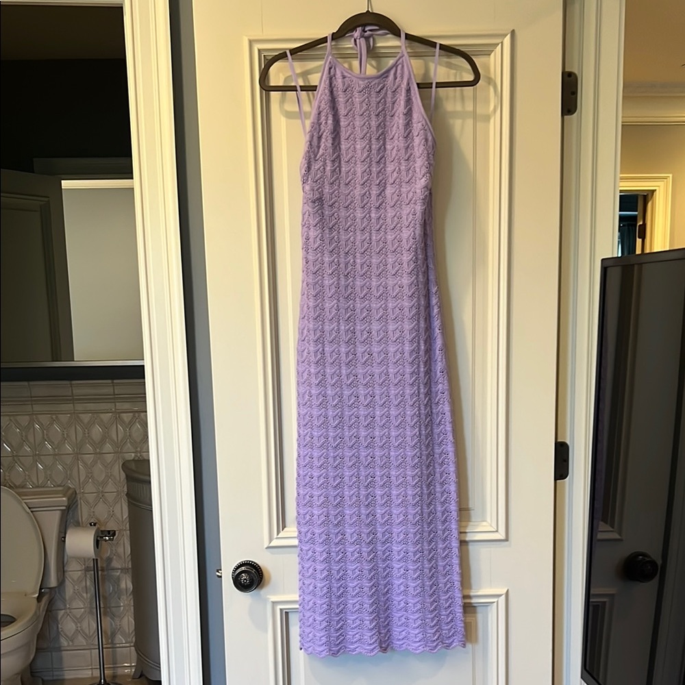 Alice + Olivia Purple Halter Midi Sheath Dress
